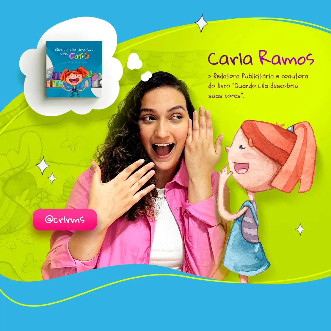 Hoje é o Dia do Escritor (25.07) e também o dia de falar deles que me trouxeram ao mundo. Conheçam aquela que me deu voz. 💙✏
.
✨ Curiosidades ✨
1- Pensaram nesse nome por lembrar a cor preferida da mamãe: Lilás. 💜
2- Ela falou que passaram uns 3 anos me planejando. 🥹
3- O nome dos personagens são nomes de pessoas próximas, como família e amigos.
.
Para conferir o trabalho dessa escritora, o livro “Quando Lila descobriu suas cores” já está
disponível na Amazon. 🤗 #DiadoEscritor #LivroInfantil #Livro #QuandoLilaDescobriuSuasCores #Lila #Criança #Amazon